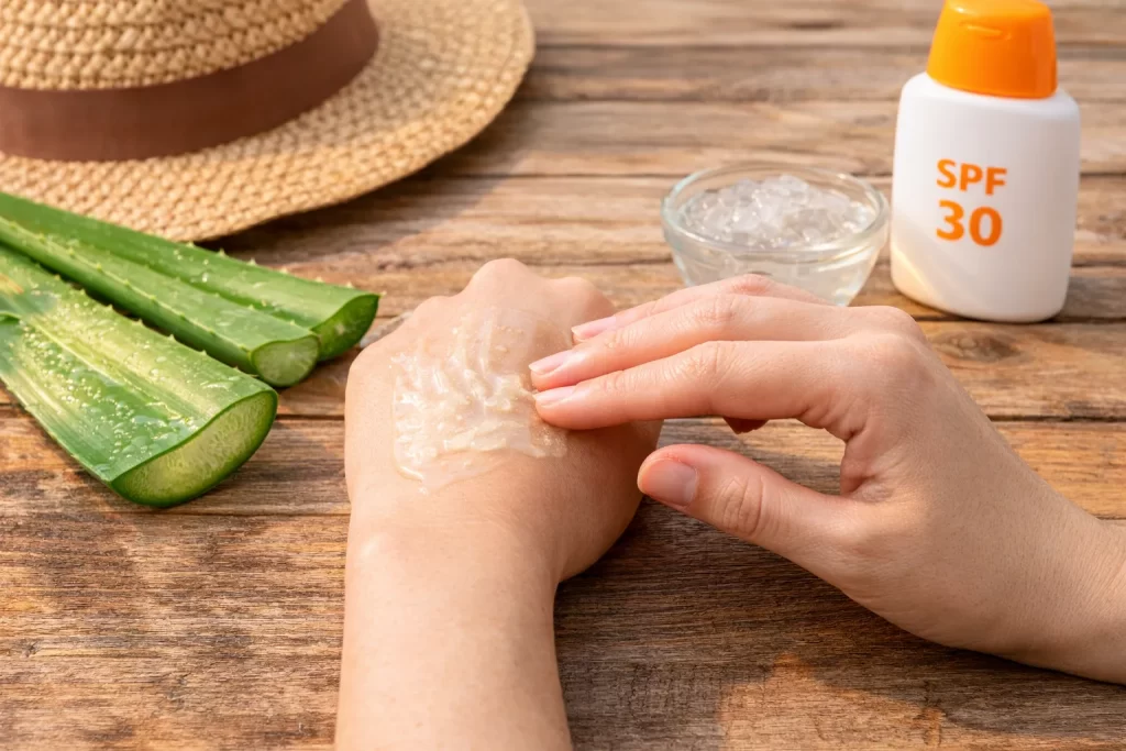Aloe vera skincare routine close-up