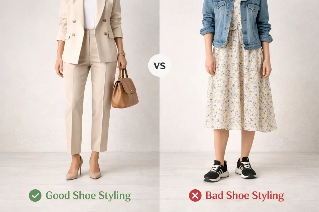 Good vs bad shoe styling comparison