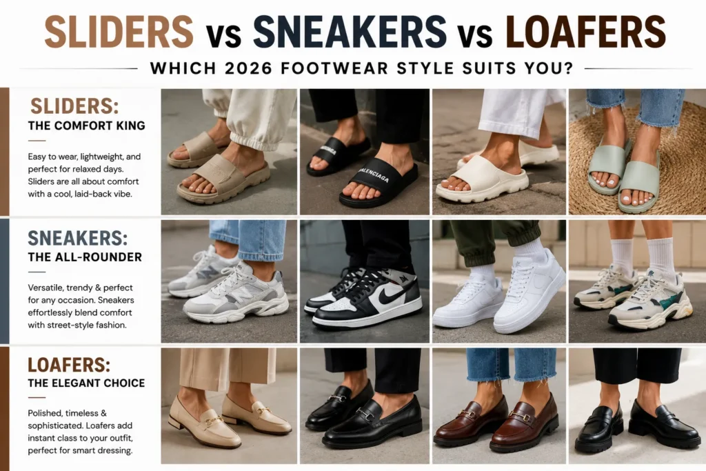Footwear styles for 2026 sliders, sneakers, loafers